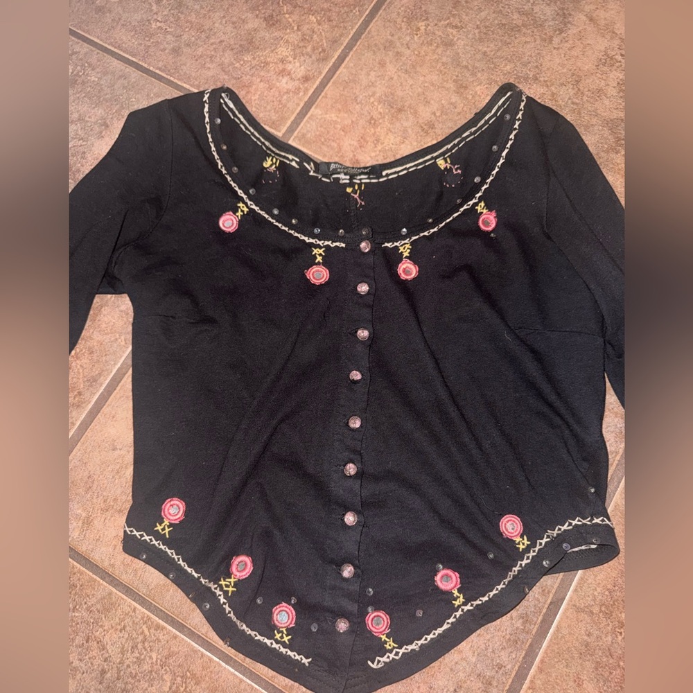 Betsey Johnson New York vintage y2k sequin beaded embroidered cardigan medium - Picture 3 of 12